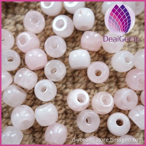 8x10mm drum design rose quartz loose beads